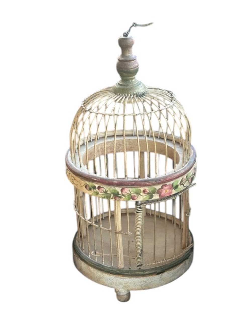 Vintage Chinese BAMBOO Metal Bird CAGE